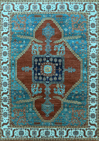 Oriental Light Blue Industrial Rug, urb1798lblu