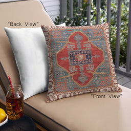 Front View of Mid-Century Modern Urban Square Tomato Red Throw Pillow, 18 inch by 18 inch, pwurb1798