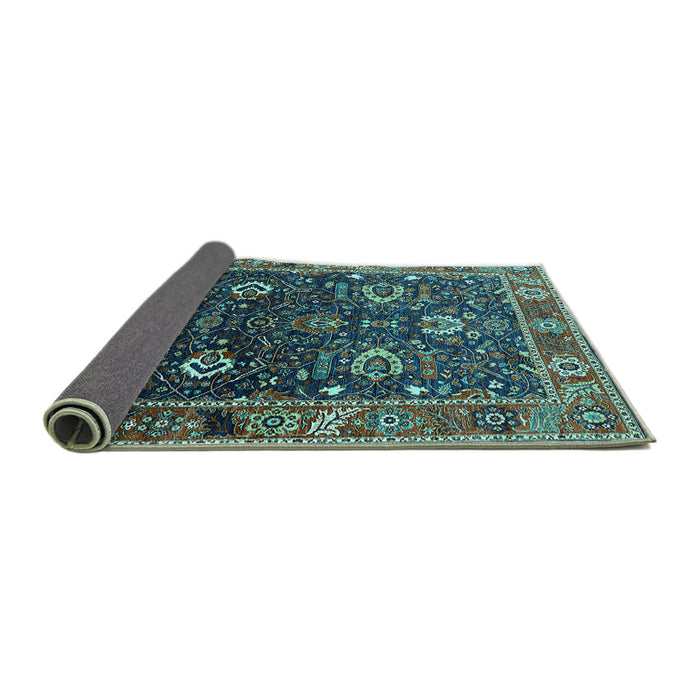 Sideview of Oriental Turquoise Industrial Rug, urb1799turq