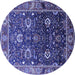 Round Oriental Blue Industrial Rug, urb1799blu