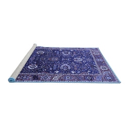 Sideview of Machine Washable Oriental Blue Industrial Rug, wshurb1799blu