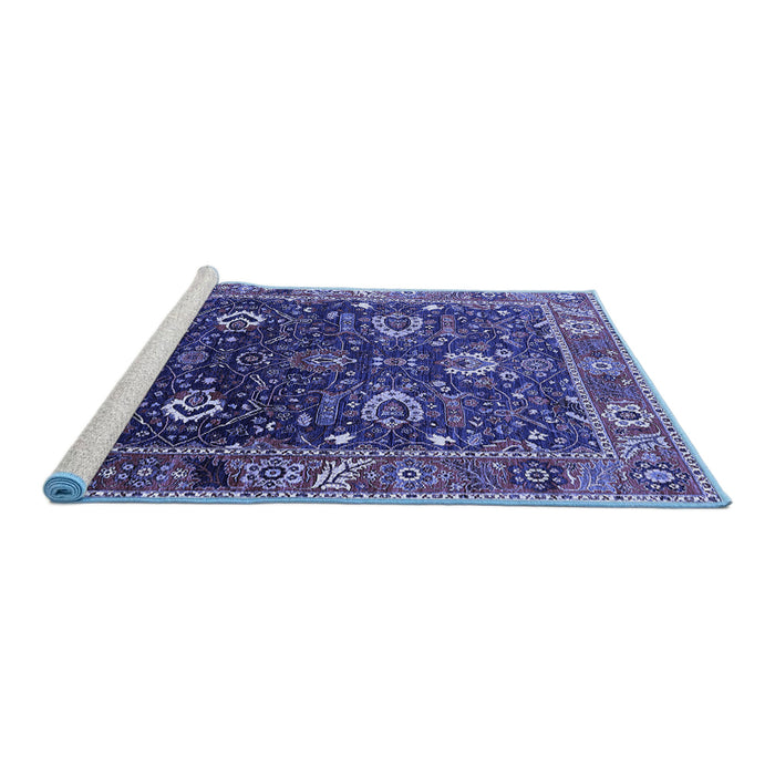 Sideview of Machine Washable Oriental Blue Industrial Rug, wshurb1799blu