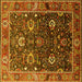 Square Machine Washable Oriental Yellow Industrial Rug, wshurb1799yw