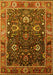 Machine Washable Oriental Yellow Industrial Rug, wshurb1799yw