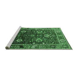 Sideview of Machine Washable Oriental Emerald Green Industrial Area Rugs, wshurb1799emgrn
