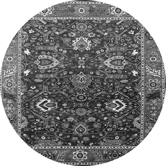 Round Oriental Gray Industrial Rug, urb1799gry