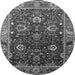 Round Oriental Gray Industrial Rug, urb1799gry