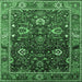 Square Machine Washable Oriental Emerald Green Industrial Area Rugs, wshurb1799emgrn