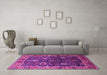 Machine Washable Oriental Pink Industrial Rug in a Living Room, wshurb1799pnk