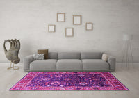 Machine Washable Oriental Pink Industrial Rug, wshurb1799pnk