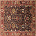 Square Machine Washable Oriental Brown Industrial Rug, wshurb1799brn