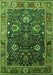 Machine Washable Oriental Green Industrial Area Rugs, wshurb1799grn