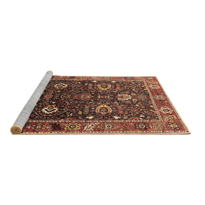 Sideview of Machine Washable Oriental Brown Industrial Rug, wshurb1799brn