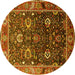 Round Oriental Yellow Industrial Rug, urb1799yw