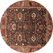 Round Oriental Brown Industrial Rug, urb1799brn