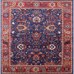 Square Mid-Century Modern Gunmetal Gray Oriental Rug, urb1799