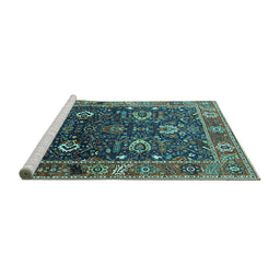 Sideview of Machine Washable Oriental Turquoise Industrial Area Rugs, wshurb1799turq