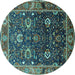 Round Oriental Turquoise Industrial Rug, urb1799turq