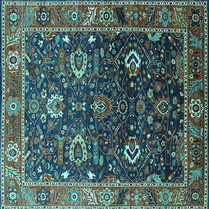 Square Oriental Turquoise Industrial Rug, urb1799turq