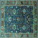 Square Oriental Turquoise Industrial Rug, urb1799turq