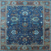 Square Machine Washable Oriental Light Blue Industrial Rug, wshurb1799lblu