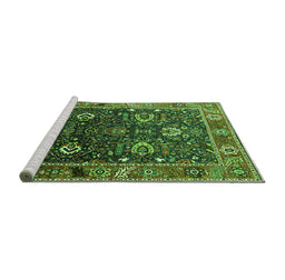 Sideview of Machine Washable Oriental Green Industrial Area Rugs, wshurb1799grn