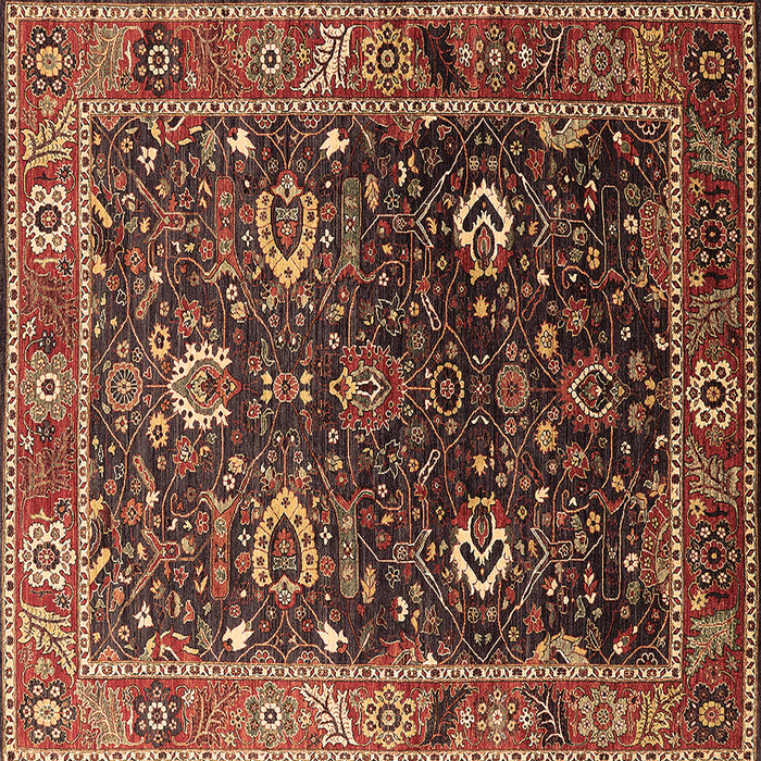 Square Oriental Brown Industrial Rug, urb1799brn