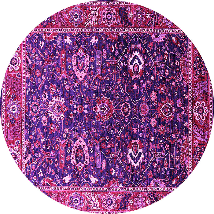 Round Machine Washable Oriental Pink Industrial Rug, wshurb1799pnk