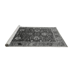 Sideview of Machine Washable Oriental Gray Industrial Rug, wshurb1799gry