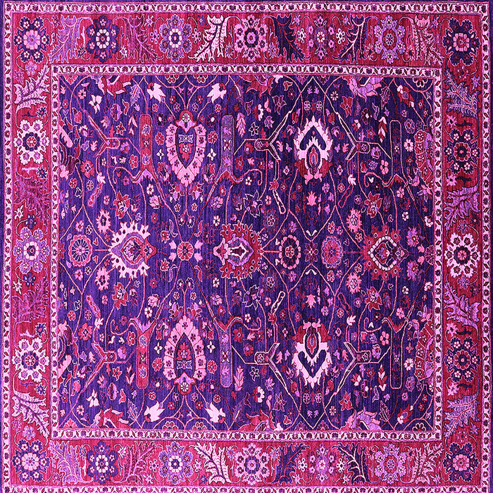 Square Machine Washable Oriental Pink Industrial Rug, wshurb1799pnk