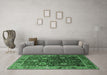 Machine Washable Oriental Emerald Green Industrial Area Rugs in a Living Room,, wshurb1799emgrn