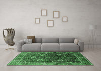 Machine Washable Oriental Emerald Green Industrial Rug, wshurb1799emgrn