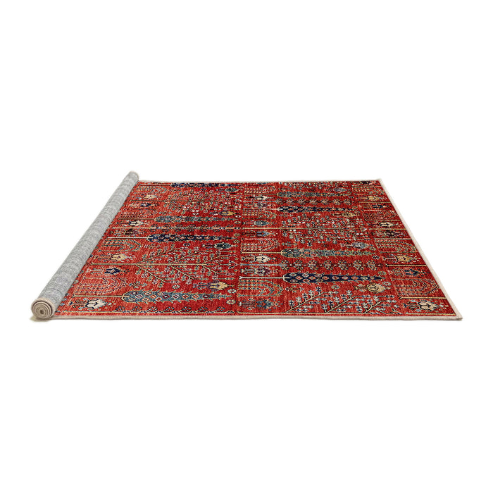 Sideview of Machine Washable Industrial Modern Red Rug, wshurb1800