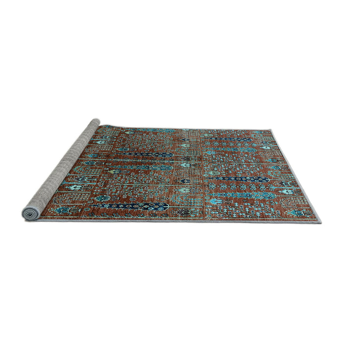 Sideview of Machine Washable Oriental Light Blue Industrial Rug, wshurb1800lblu