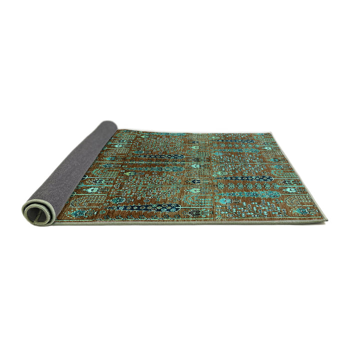 Sideview of Oriental Turquoise Industrial Rug, urb1800turq