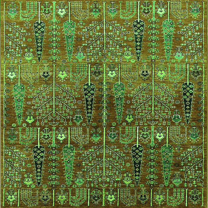 Square Oriental Green Industrial Rug, urb1800grn