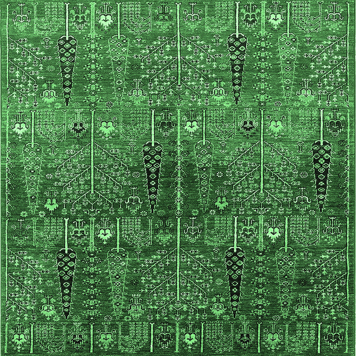 Square Oriental Emerald Green Industrial Rug, urb1800emgrn