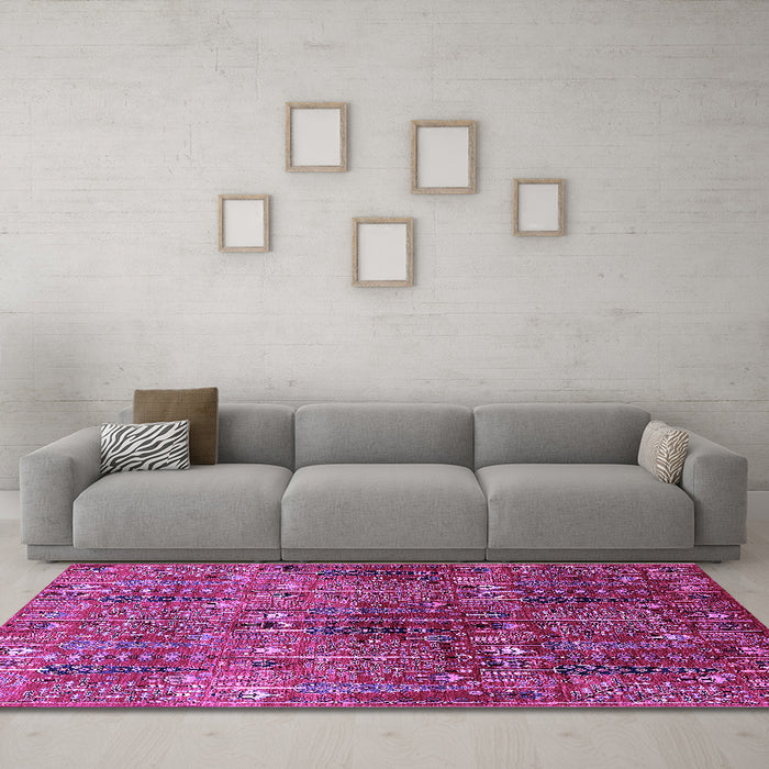 Machine Washable Oriental Purple Industrial Area Rugs in a Living Room, wshurb1800pur