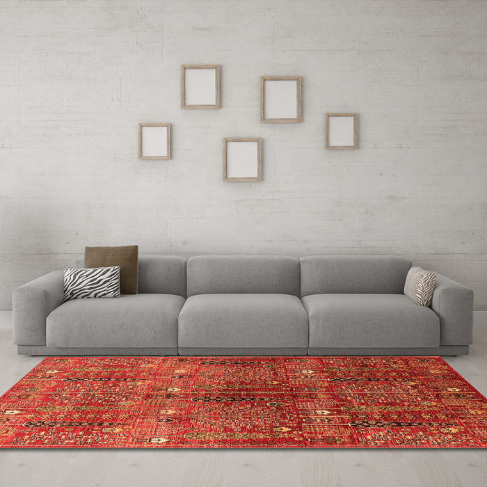 Machine Washable Oriental Orange Industrial Area Rugs in a Living Room, wshurb1800org