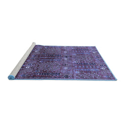Sideview of Machine Washable Oriental Blue Industrial Rug, wshurb1800blu