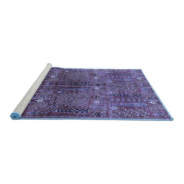 Sideview of Machine Washable Oriental Blue Industrial Rug, wshurb1800blu