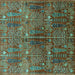 Square Machine Washable Oriental Turquoise Industrial Area Rugs, wshurb1800turq