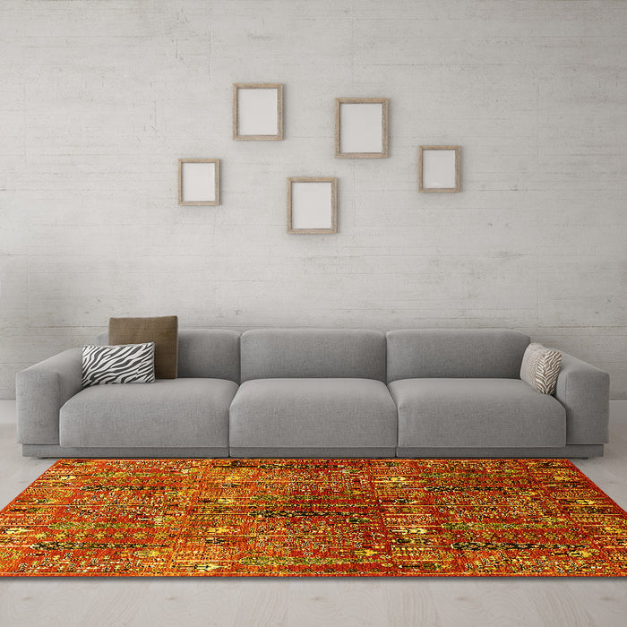 Machine Washable Oriental Yellow Industrial Rug in a Living Room, wshurb1800yw