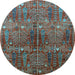 Round Oriental Light Blue Industrial Rug, urb1800lblu