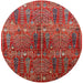 Round Machine Washable Industrial Modern Red Rug, wshurb1800