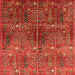 Square Machine Washable Oriental Orange Industrial Area Rugs, wshurb1800org