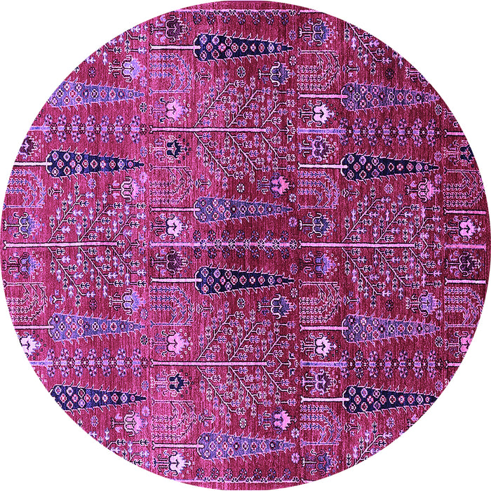 Round Machine Washable Oriental Purple Industrial Area Rugs, wshurb1800pur