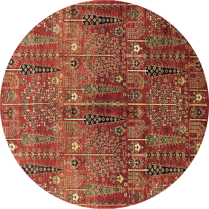 Round Machine Washable Oriental Brown Industrial Rug, wshurb1800brn