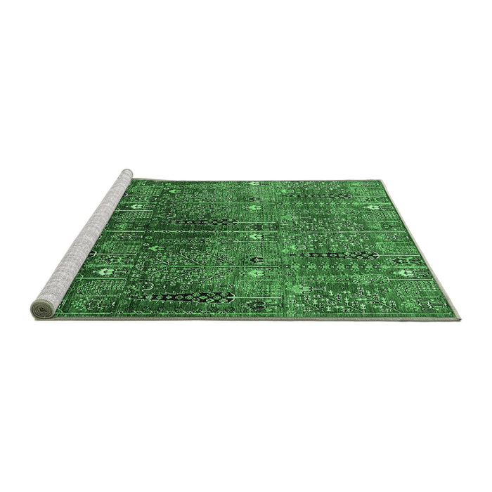 Sideview of Machine Washable Oriental Emerald Green Industrial Area Rugs, wshurb1800emgrn