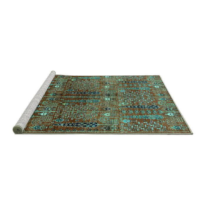 Sideview of Machine Washable Oriental Turquoise Industrial Area Rugs, wshurb1800turq